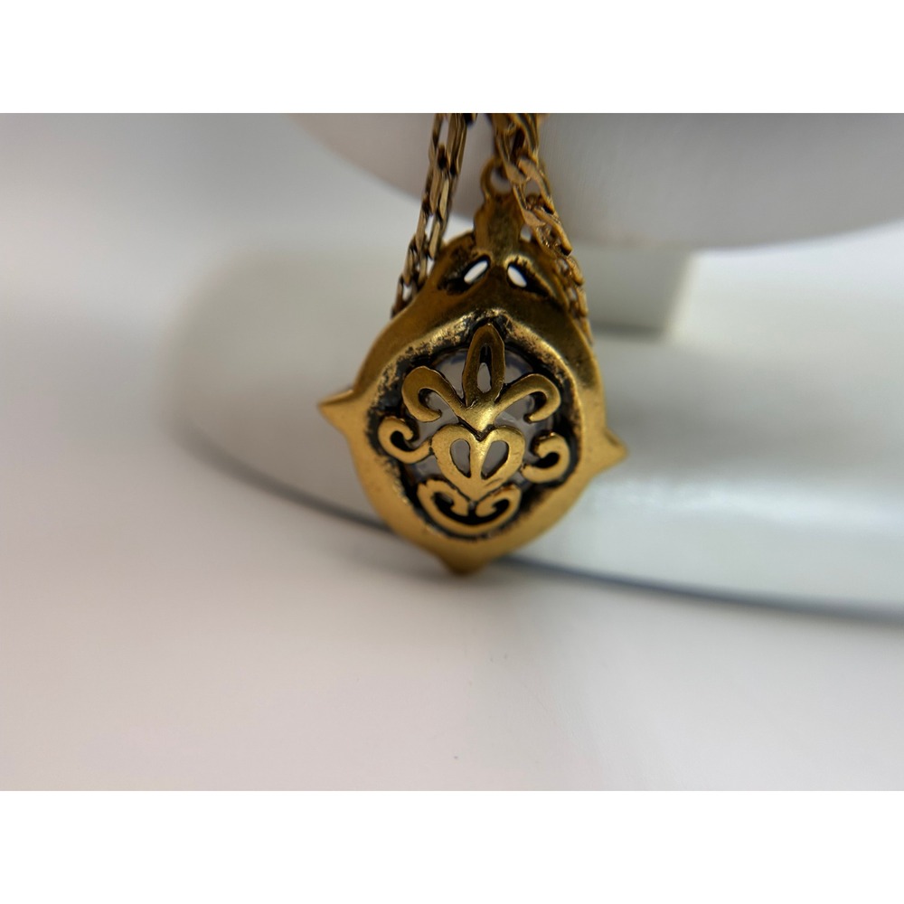 Chicos Lariat Necklace Womens OS Gold Pearl Crystal Good Vintage Boho Y-Drop - Picture 4 of 10